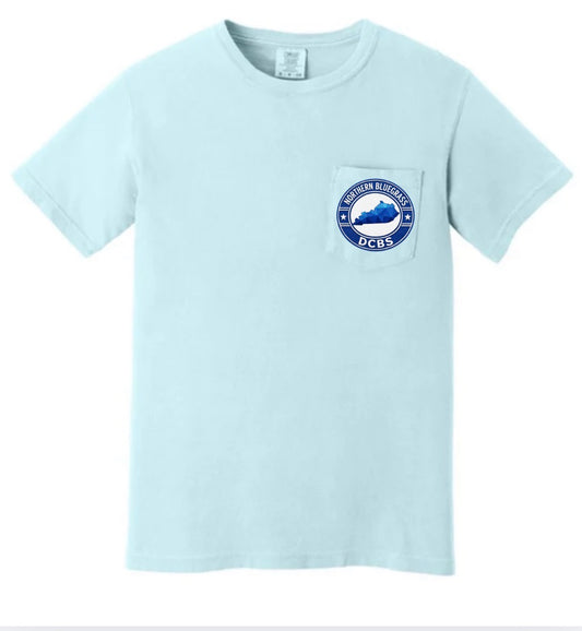 Comfort Colors Pocket Tshirt Northern Bluegrass Logo